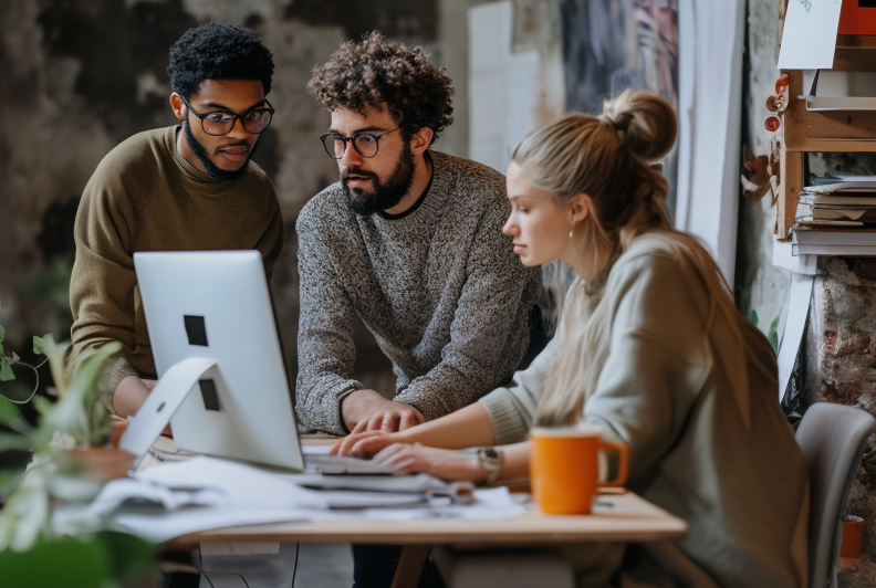 jsenette_a_diverse_group_of_3_people_working_at_a_grassroots_no_9eb7b4e5-d2bc-4a99-8749-72a2e9abb3d2